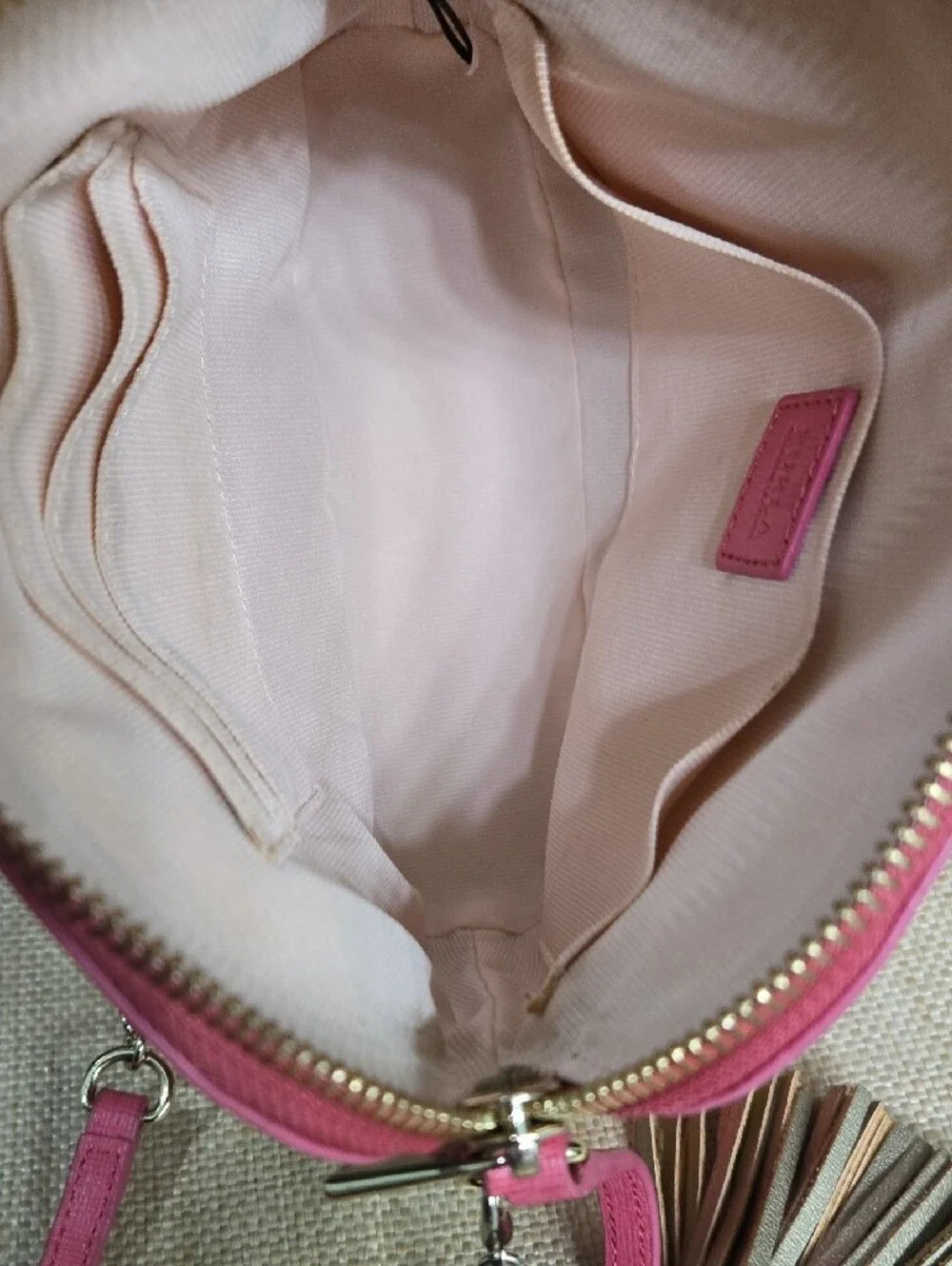 Furla Pink Crossbody with Gold Tassel Accent